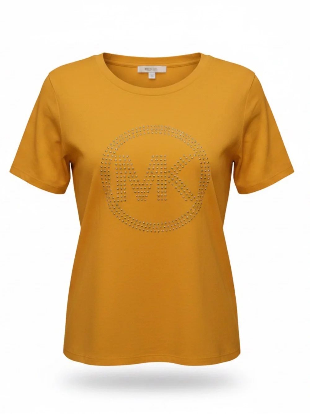 Michael Kors mustard Yellow Short-Sleeve Studded MK Logo Tee